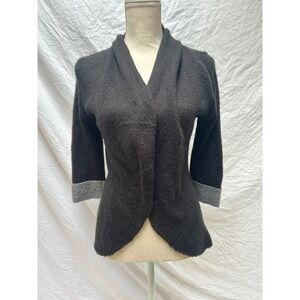 Wooden Ships Paola Buendia Brown Knit Cardigan Sweater Womens XS/S 3/4 Sleeve